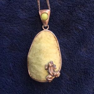 Gaspeite and sterling pendant/necklace. New old pawn.